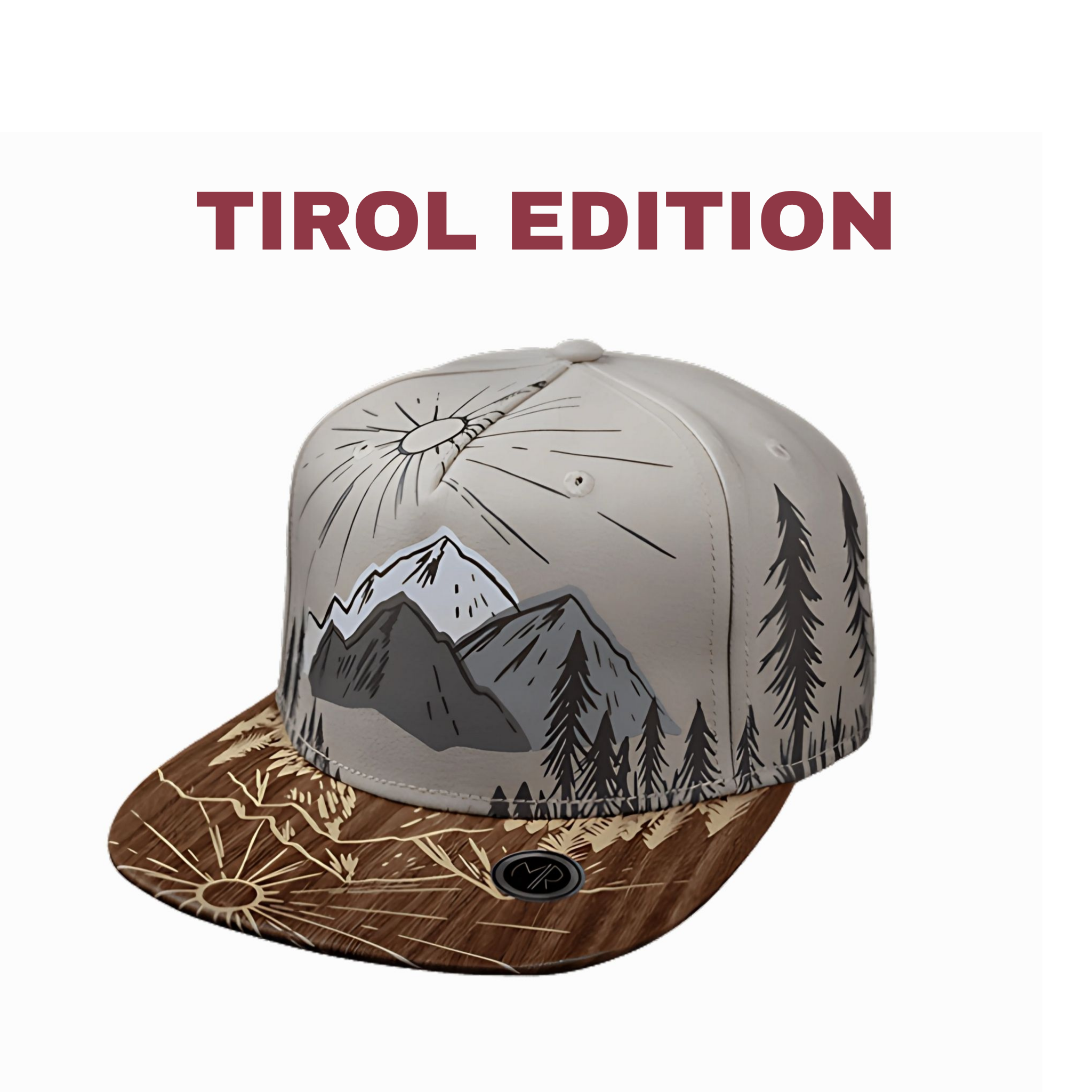 Flat Cap im Tiroler Alpenstil – braun & graue Herren Kappe mit traditionellem Design