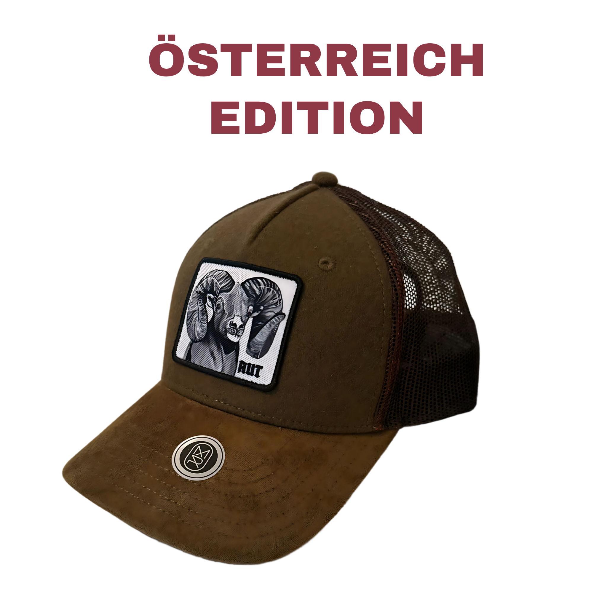 Trucker Cap mit Austria-Stickerei in Nahaufnahme